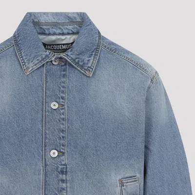 Jacquemus Denim Mirada Jacket Collared Front Pockets In Blue
