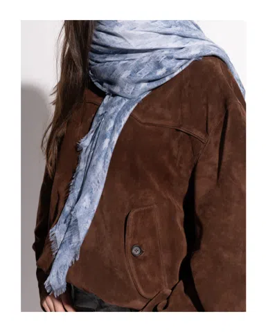 Dsquared2 Fringed Patterned Scarf In Gray