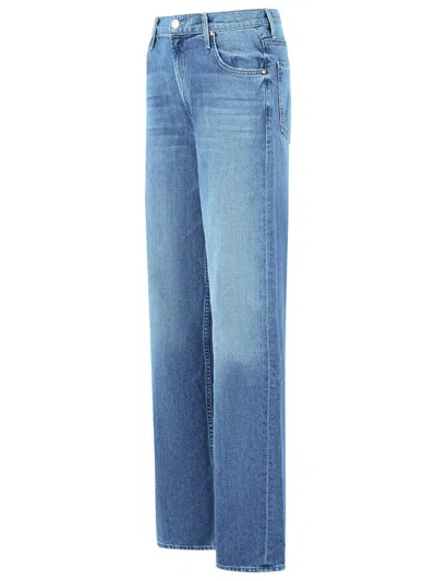 Mother Jeans The Rerun Zip Sneak With Belt Loops And Logo Embroidery On The Back In Blue Denim For Women
