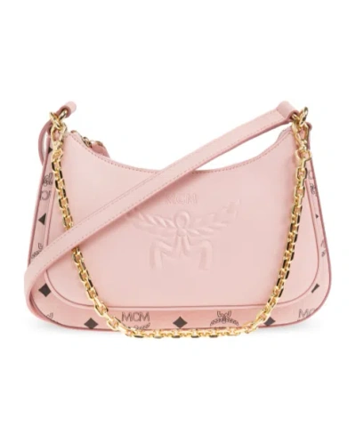 Mcm Aren Visetos Double Bag In Pink