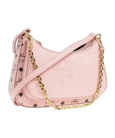 Mcm Aren Visetos Double Bag In Pink