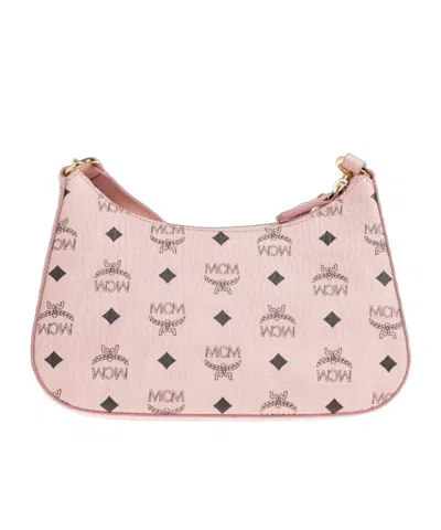 Mcm Aren Visetos Double Bag In Pink