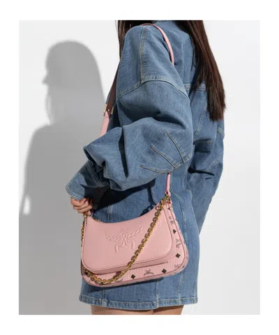 Mcm Aren Visetos Double Bag In Pink