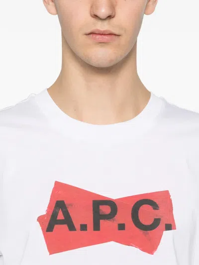 Apc Graphic Logo T Shirt Crew Neck In White