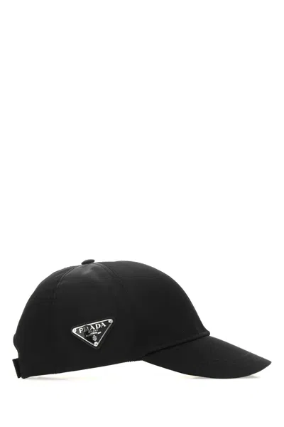 Prada Womens Black Logo-plaque Recycled-nylon Baseball Cap Xxl In Black