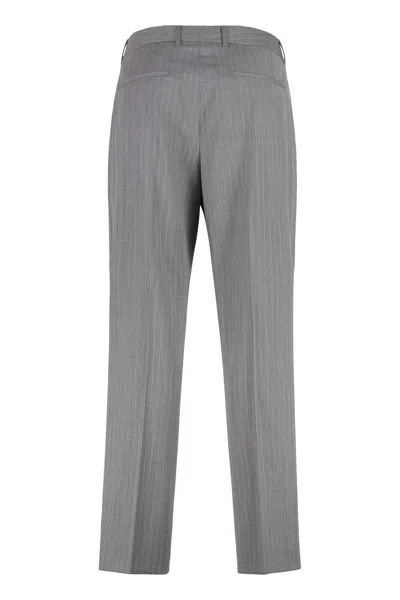 Hugo Boss Trousers Wool Pinstripe Pattern In Gray