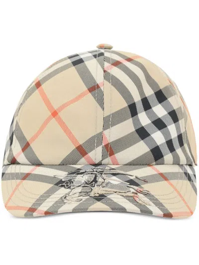 Burberry Check Baseball Cap In Neutral