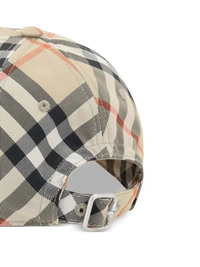 Burberry Check Baseball Cap In Neutral
