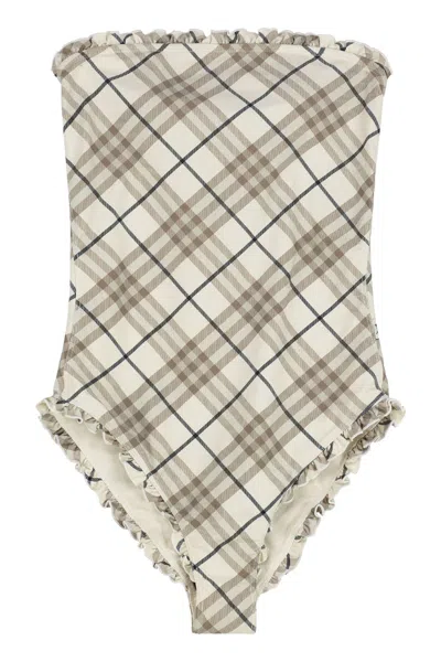 Burberry Printed One-piece Swimsuit In Neutral