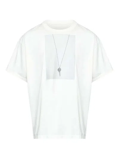 Mm6 Maison Margiela T-shirt With A Digitally Inspired Key Print On The Chest In White