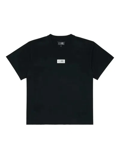 Mm6 Maison Margiela Mm6 By Maison Margiela Relaxed-fit Black Cotton T-shirt With Front Logo Patch