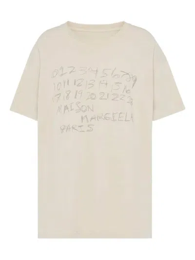 Maison Margiela Number Print Graphic Relaxed Fit T Shirt In Neutral