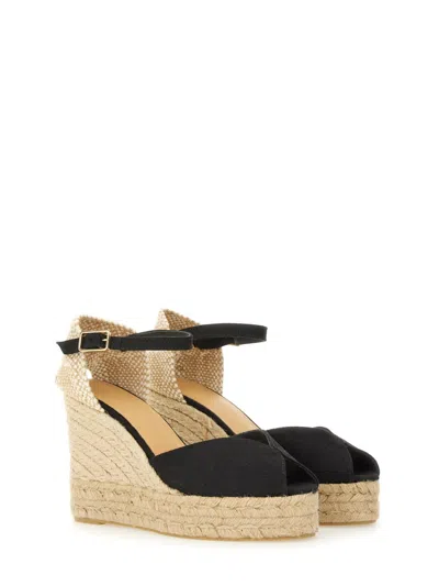 Castaã±er Castaner Bianca Raffia Wedge Espadrilles In Black