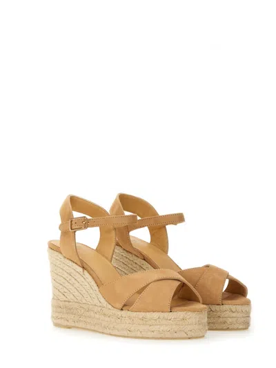 Castaã±er Castaner Womens Rust Blaudell Open-toe Suede Wedge Espadrilles In Neutral