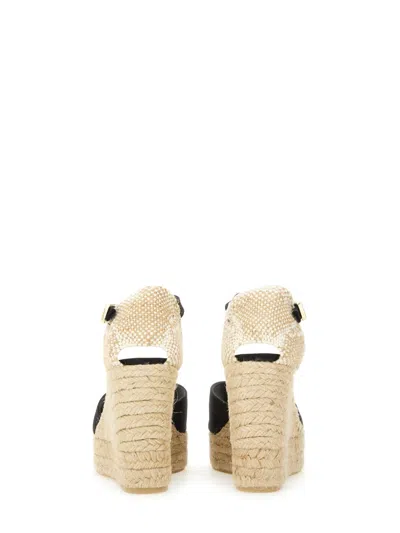 Castaã±er Castaner Bianca Raffia Wedge Espadrilles In Black