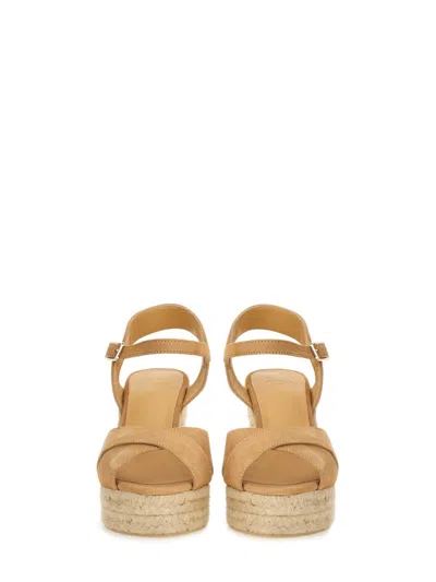 Castaã±er Castaner Womens Rust Blaudell Open-toe Suede Wedge Espadrilles In Neutral