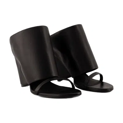 Courrèges Leather Wedge Mules In Black