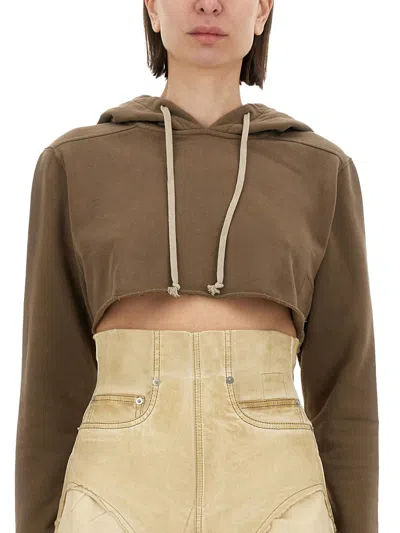 Drkshdw Cropped Sweatshirt In Brown