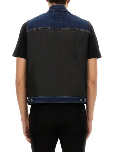 Dsquared2 Denim Puffer Vest In Multi