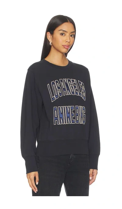 Anine Bing Womens Vintage Black Harry Logo-embroidered Cotton Sweatshirt In Blue