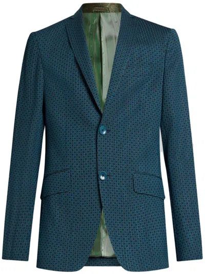 Etro Checked Blazer In Blue
