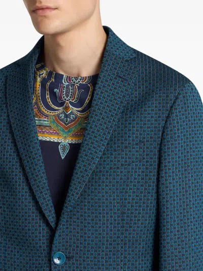 Etro Checked Blazer In Blue