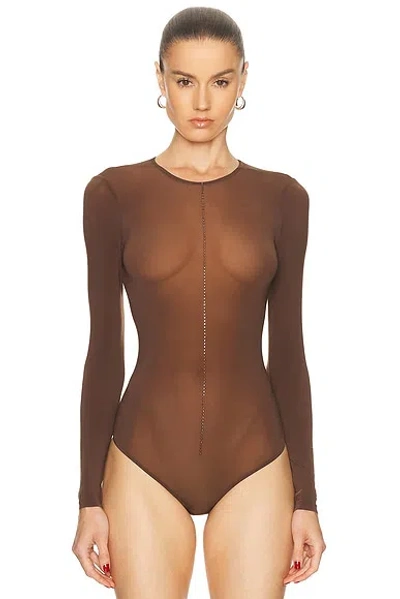 Wolford Crystal String Bodysuit In Brown