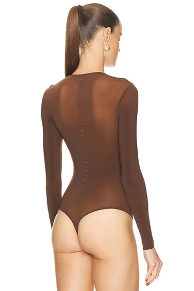 Wolford Crystal String Bodysuit In Brown
