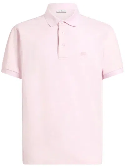 Etro Pegaso Embroidered Polo T-shirt In Pink