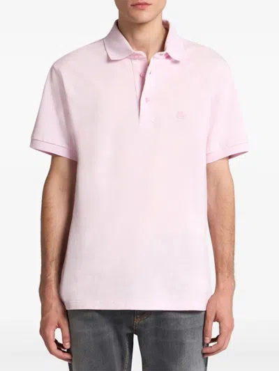 Etro Pegaso Embroidered Polo T-shirt In Pink