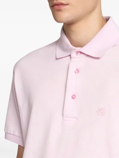 Etro Pegaso Embroidered Polo T-shirt In Pink