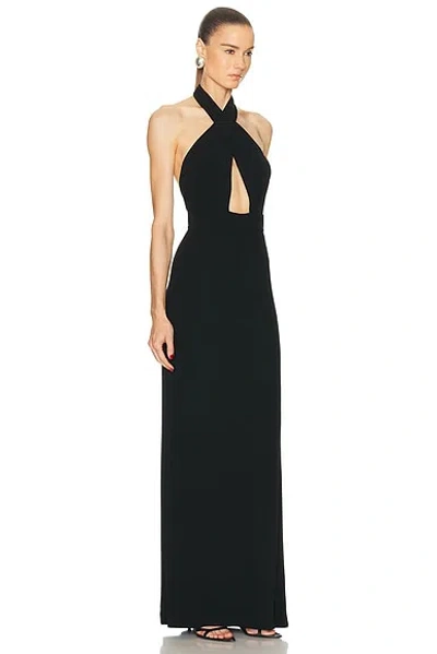 Nili Lotan Lita Convertible Jersey Halterneck Gown In Black