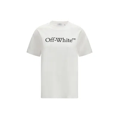 Off-white Relaxed Fit Cotton Tee With Oversized Logo In White