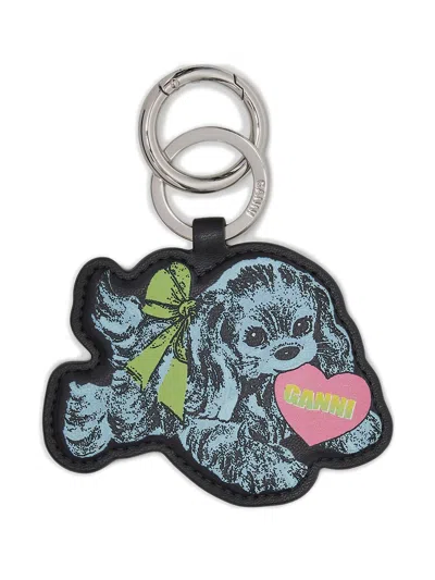 Ganni Women Puppy Keychain In Black