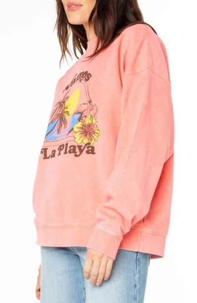 Roxy Line-up Playa Oversize Graphic Sweatshirt In Pink