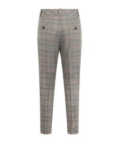 Peserico Cropped Checked Trousers In Gray