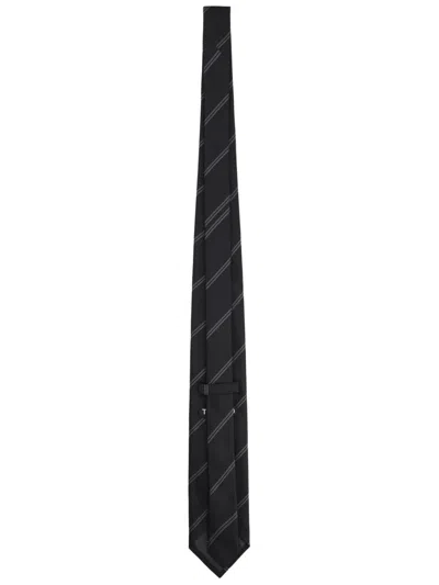 Tom Ford Silk Tie Regular Width Diagonal Stripe Design In Black