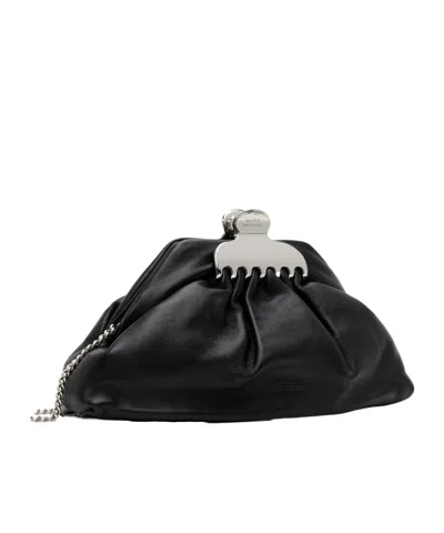 Marc Jacobs Black Claw Clip Medium Clutch In Black