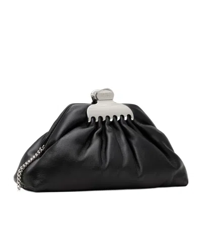 Marc Jacobs Black Claw Clip Medium Clutch In Black
