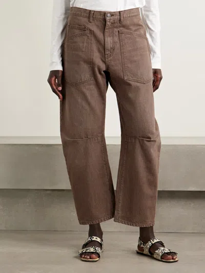 Nili Lotan Shon Curved-leg Jeans In Brown