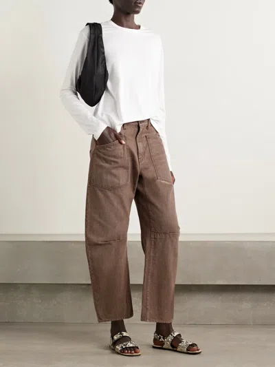 Nili Lotan Shon Curved-leg Jeans In Brown