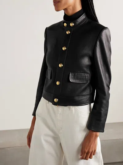 Nili Lotan Hadley Leather Cropped Jacket In Black