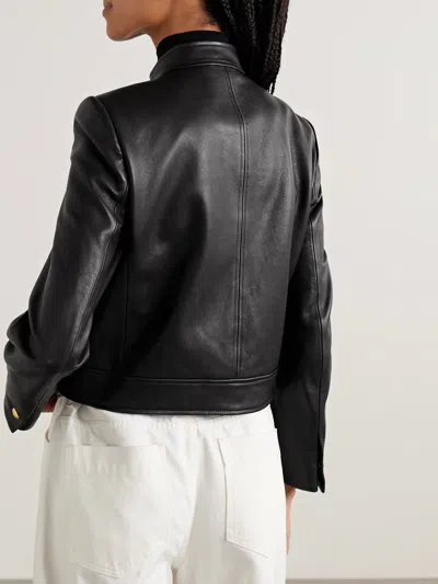 Nili Lotan Hadley Leather Cropped Jacket In Black