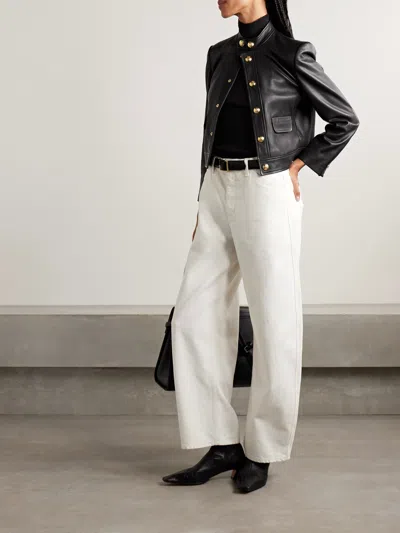 Nili Lotan Hadley Leather Cropped Jacket In Black