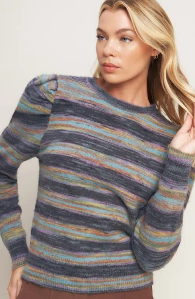 Flying Tomato Puff Sleeve Sweater Knit Top In Multi