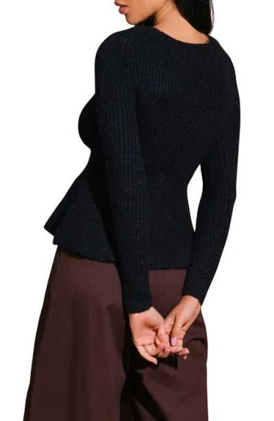Flying Tomato Sweater Knit Long Sleeve Top In Black