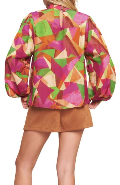 Flying Tomato Long Sleeve Woven Top In Multi