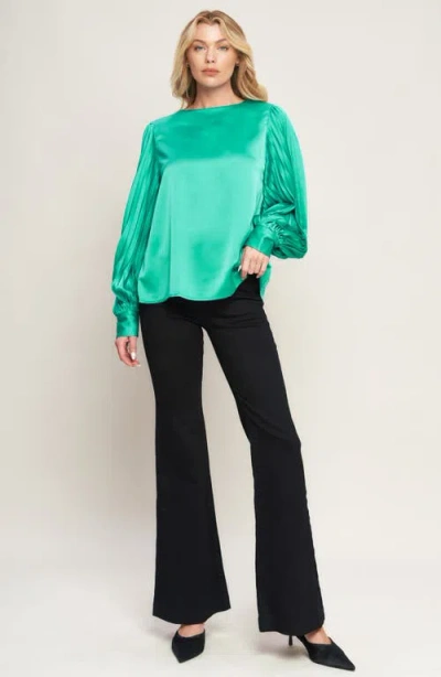 Flying Tomato Solid Woven Long Sleeve Top In Multi