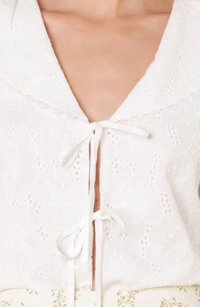 Flying Tomato Tie Front Eyelet Top In Multi