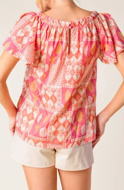 Flying Tomato Cotton Woven Top In Pink